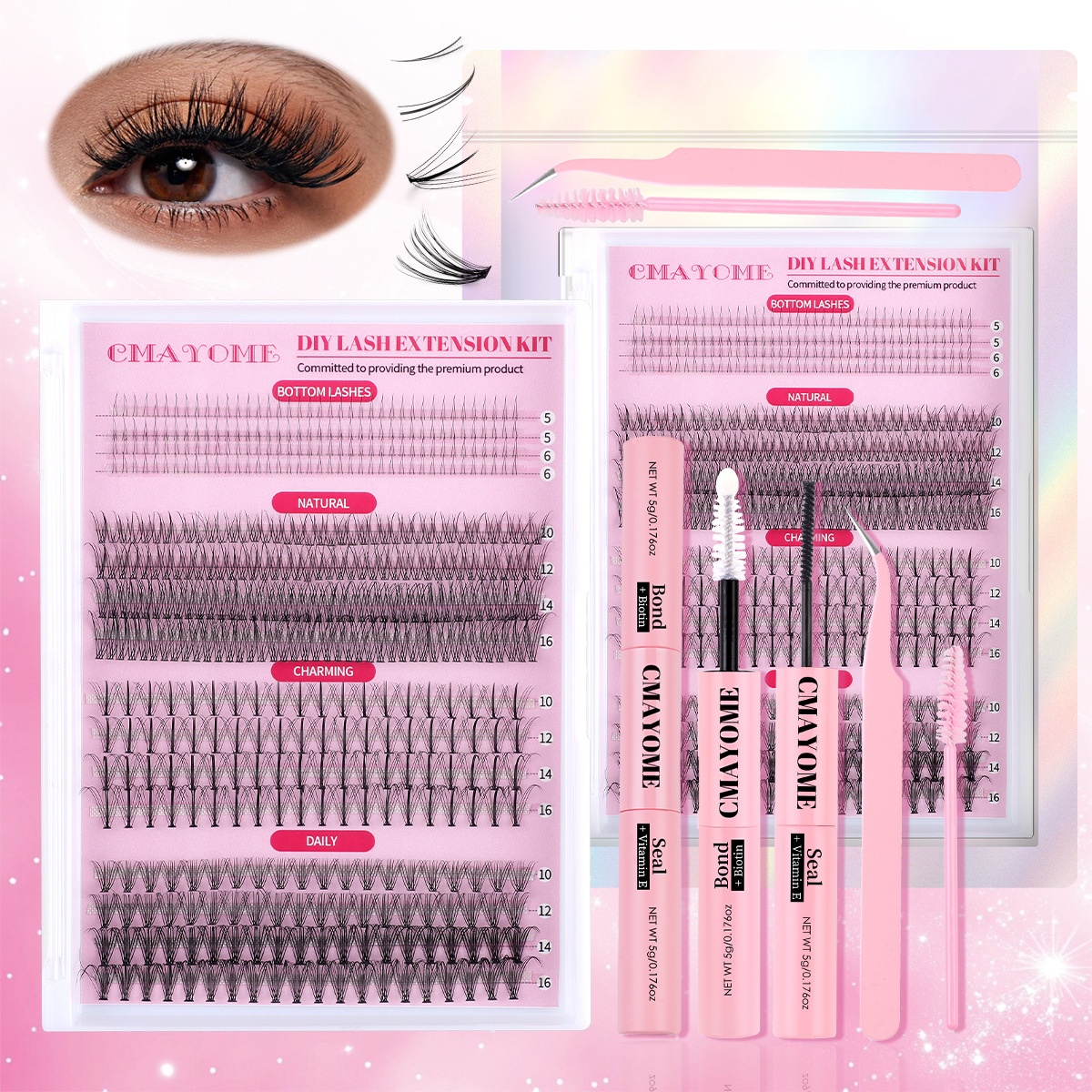 European And American False Eyelash Extension Suit Single Cluster Hair 484 Cluster Thick Big Eyes Foreign Trade D Curled Eyelashes