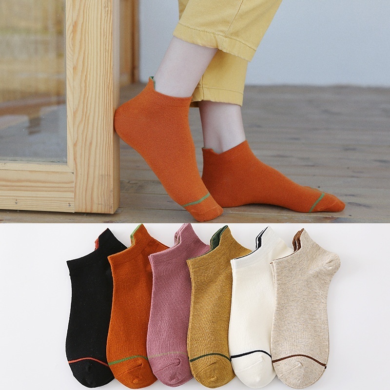 Style Socks For Women Spring And Summer All-match Solid Color Boat Socks Cotton Heel Three-dimensional Short Socks For Women Women's Socks
