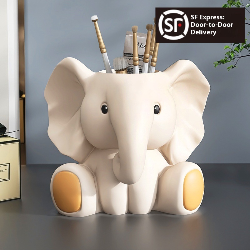 Creative Stationery Storage Box Elephant Pen Holder Decoration Student Office Desktop Birthday Gift Cosmetic Pen Lipstick