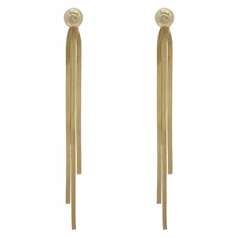 Silver Snake Bone Chain Front And Back Wear Long Tassel Earrings Elegant Design Earrings Internet Celebrity Same High-end Earrings