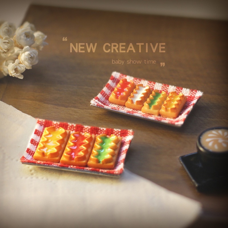 DOLLHOUSEMiniature Model Doll House Accessories Decorative Dessert Plate Mini Cookie Plate Combination Set N125