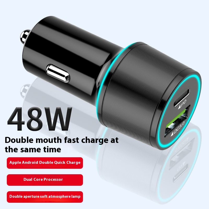 48 WCar Charger Suitable For Apple Samsung PD30 WDual CPort Certification UL2089 Vacuum Cleaner USB-CCar Charger