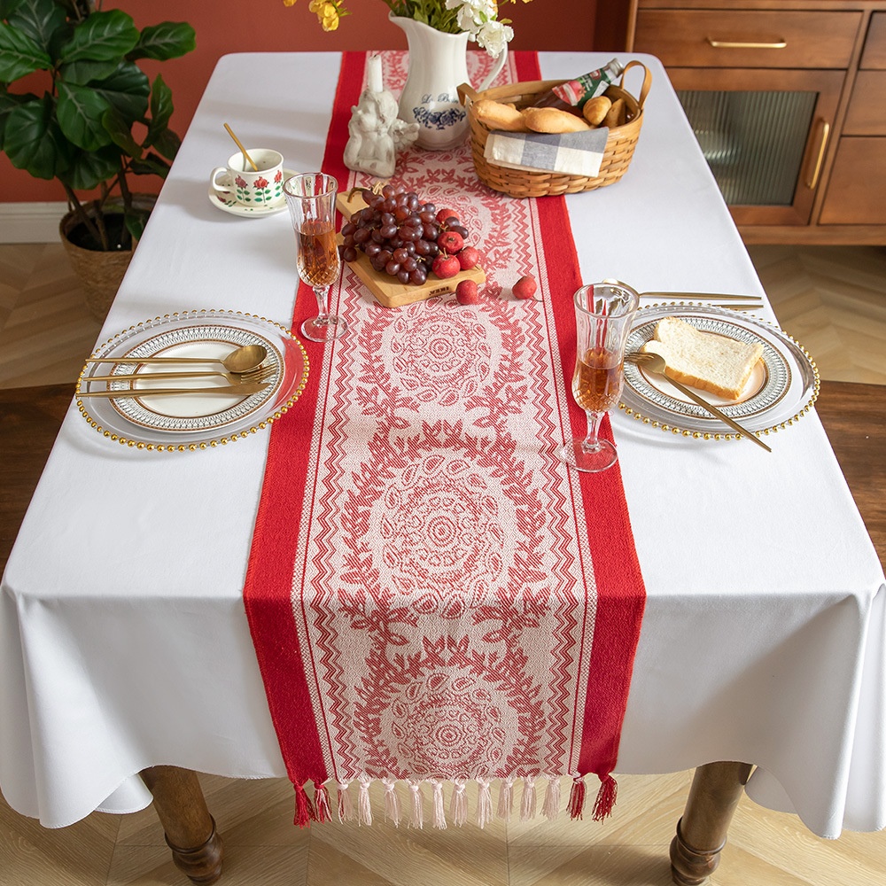 Wedding Table Flag American Retro High-grade Red Festive Table Flag TVCabinet Coffee Table Table Mat Long Towel