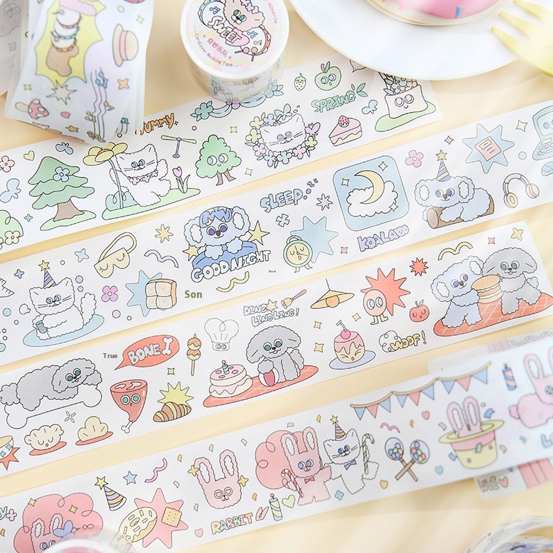 Letter Lovers And Paper Tape Rolls And Rolls Series Korean Cute Animal Handbook Decorative Material Stickers