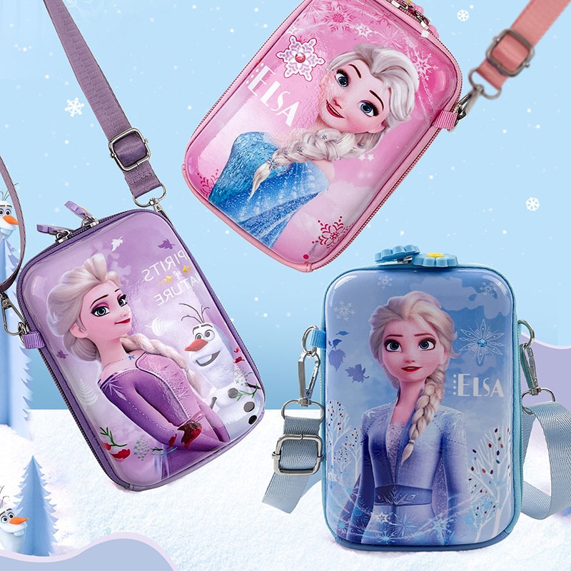 Children's Bagsy And Western Girls Crossbody Bag Cute Ice And Snow Princess Shoulder Bag Baby Mobile Phone Bag