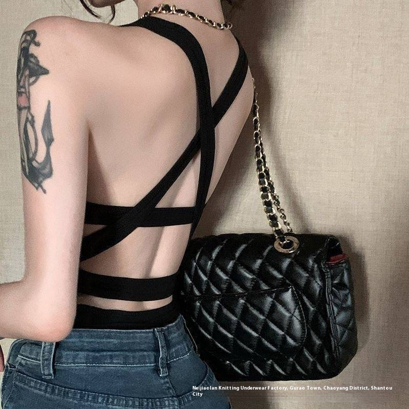 American Vest Women's Summer Cross Backless Pure Desire Wind Outer Wear Inner Wear Slim Slimming Bottoming Beauty Back Top