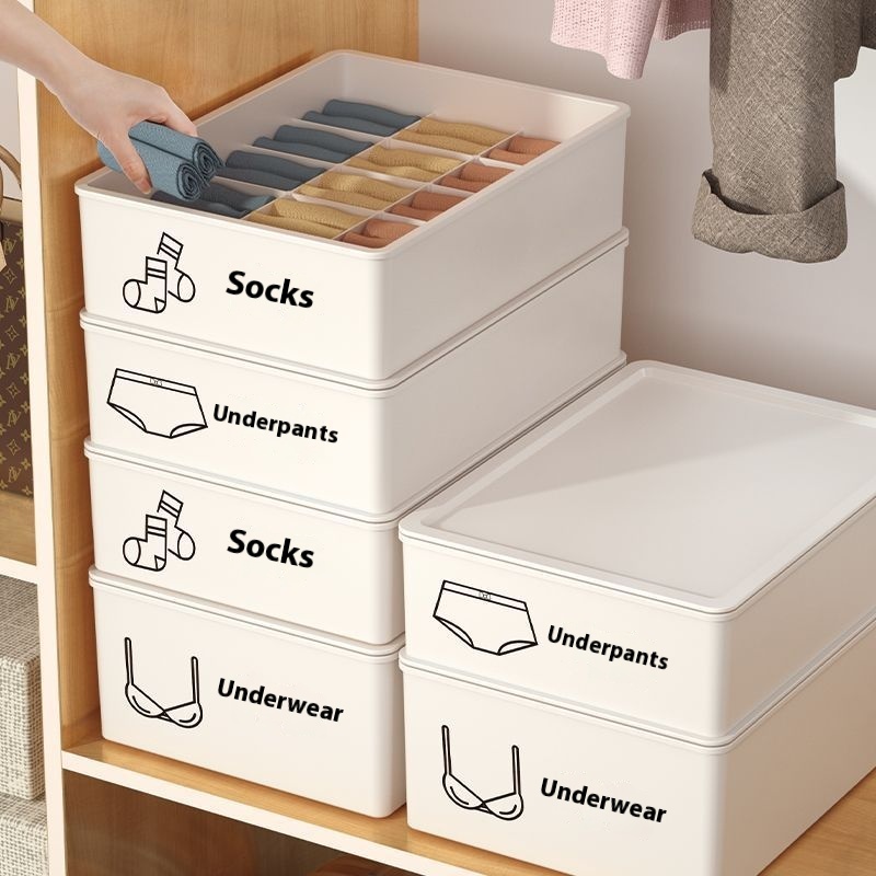 Underwear Storage Box Household With Lid Underwear Bra Socks Box Divided Dustproof Underwear Storage Box Sundries Storage Basket