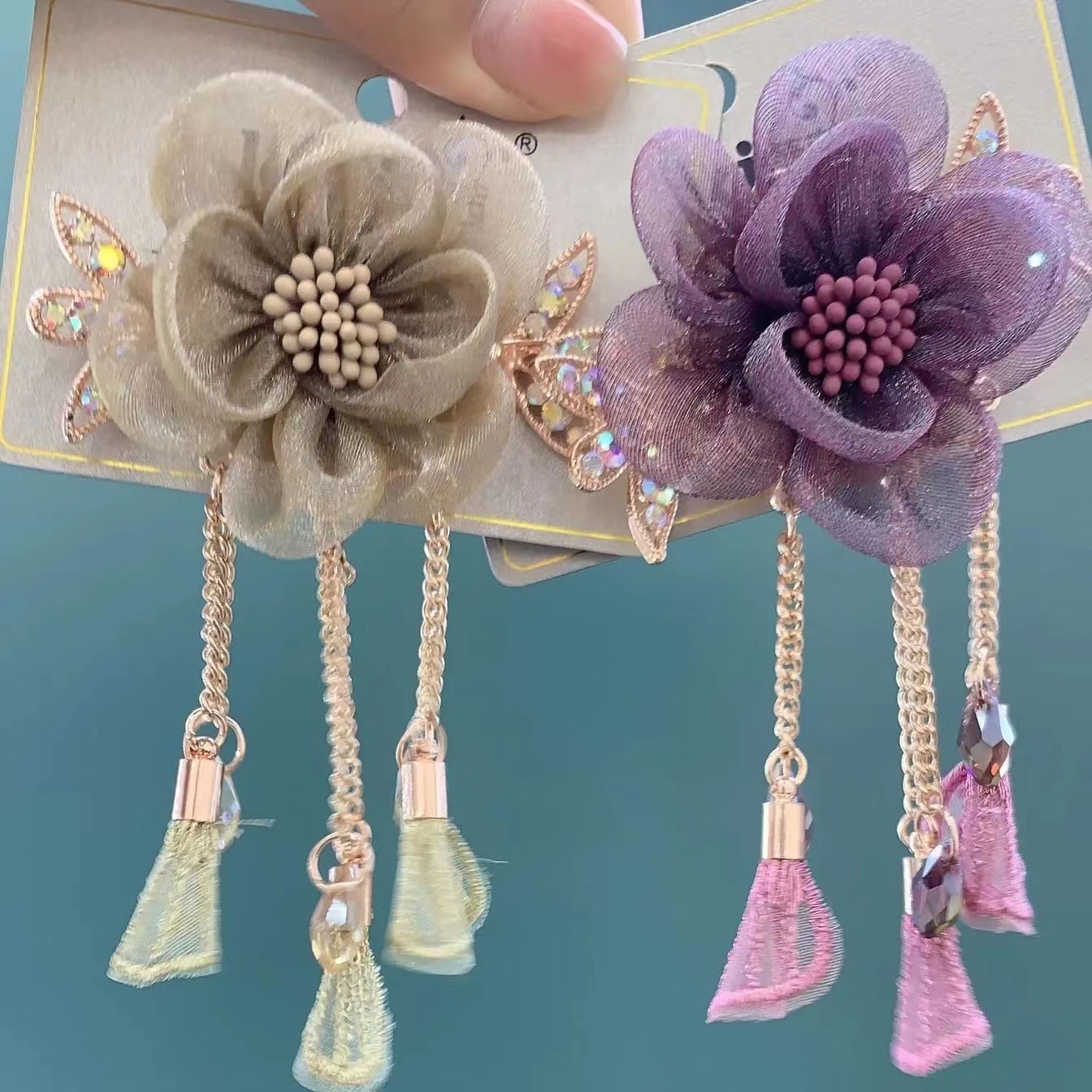 Douyin Hot-selling Hairpin,Spring Clip,Hairpin With Flowers,Ancient Style Tassel Headdress,Korean Style Ponytail Clip