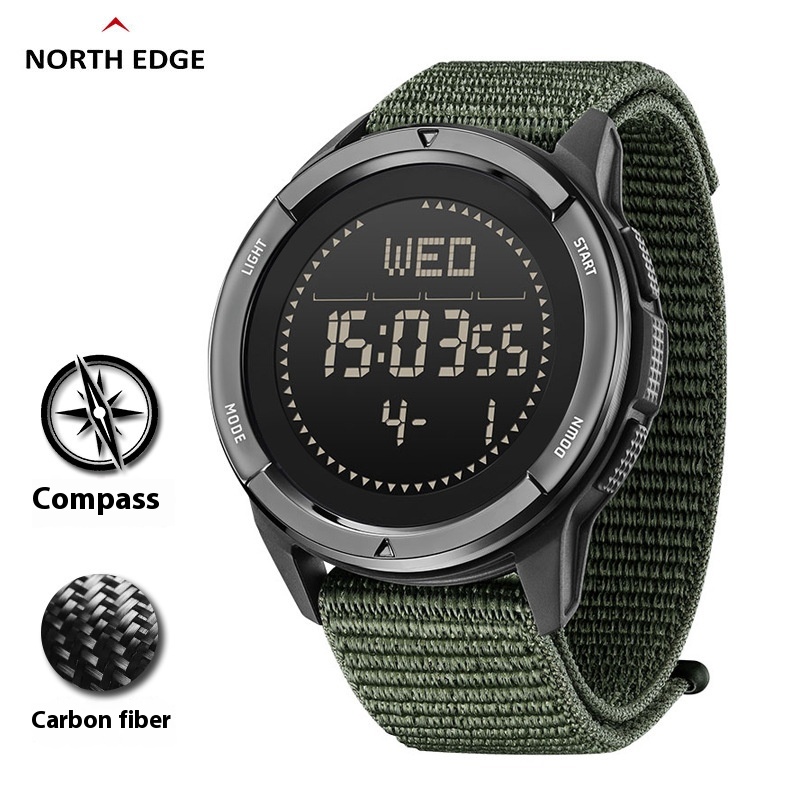 Outdoor Sports Watch Mountaineering Swimming Pedometer Metronome Compass Student Waterproof Electronic Watch Carbon Fiber