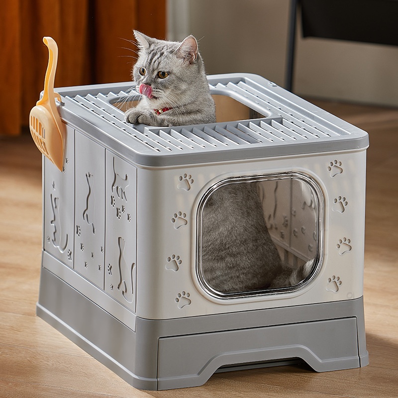 Cat Fully Enclosed Cat Litter Box Anti-odor And Anti-splash Top-out Top-in Extra-large Drawer Cat Feces Box Cat Toilet Deodorant