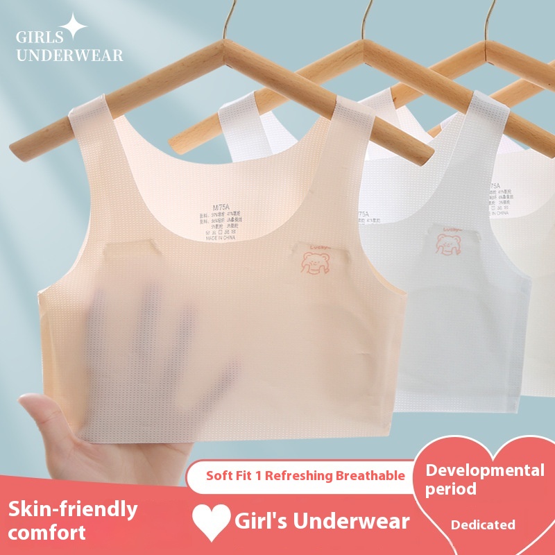 Girls' Bra, Summer Developmental Period, Girls' Bra, Middle And Large Children's Bra-wrapped, Middle And High School Students' Underwear, Light And Breathable Vest