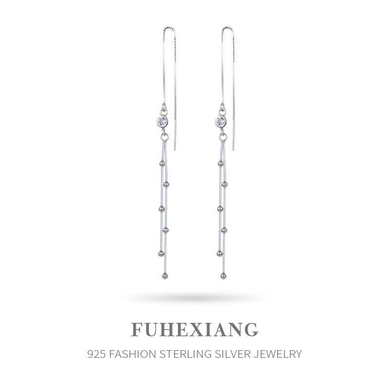 Japanese And Korean Style Small Freshy Tassel Earrings S925 Silver Long Earrings Earrings Female Sweet Jewelry