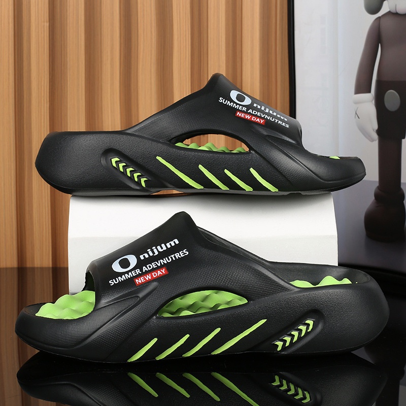 Slippers Summer Style Cut Out Popular Anti-Slip Casual Massage Outer Wear Sports Soft Sole Large Size Slippers Y