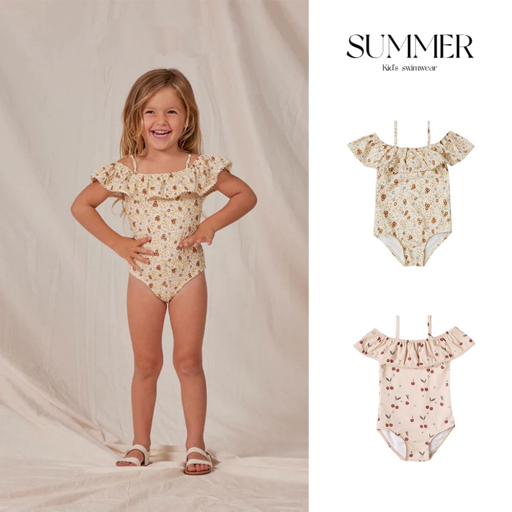 Summer Girls Swimsuit Sweet Small Fresh Lotus Leaf Lace Quick-drying Small Floral Swimsuit Children's Swimsuit