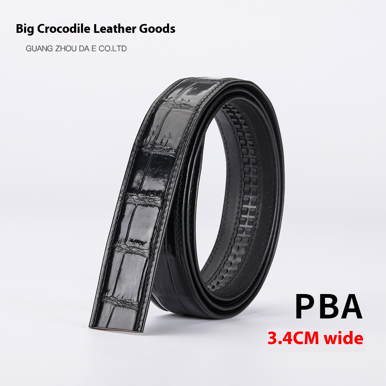 Grade A Siamese Crocodile Fish Leather Men's Automatic Buckle Belt Strip Non-Spliced Leather Belt Men's Slide Belt