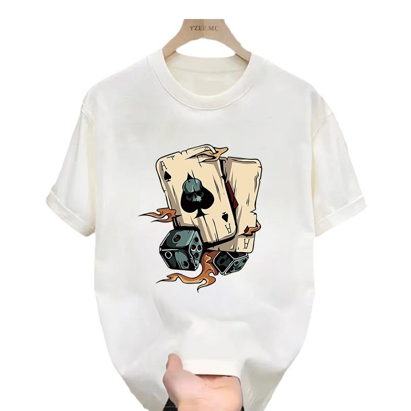 American High Street Motorcycle Printed Short-sleeved T-shirt Men's High-grade Half-sleeve Top Bottoming Shirt