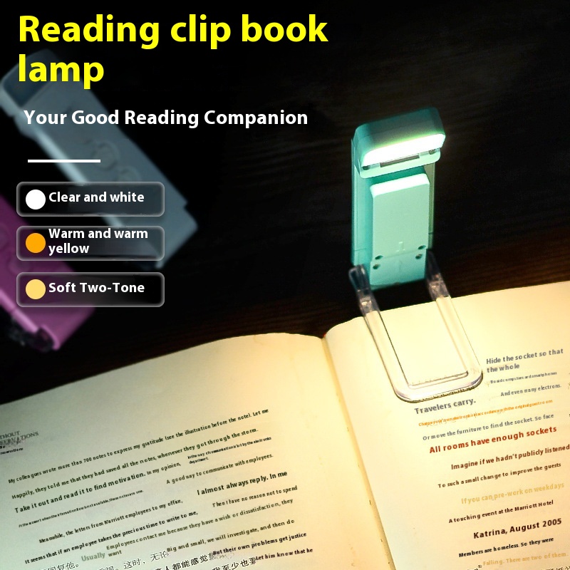 Reading Book Clip Lamp USB Charging Portable Book Tag Lamp Eye Protection Mini LED Clip Lamp Music Score Lamp