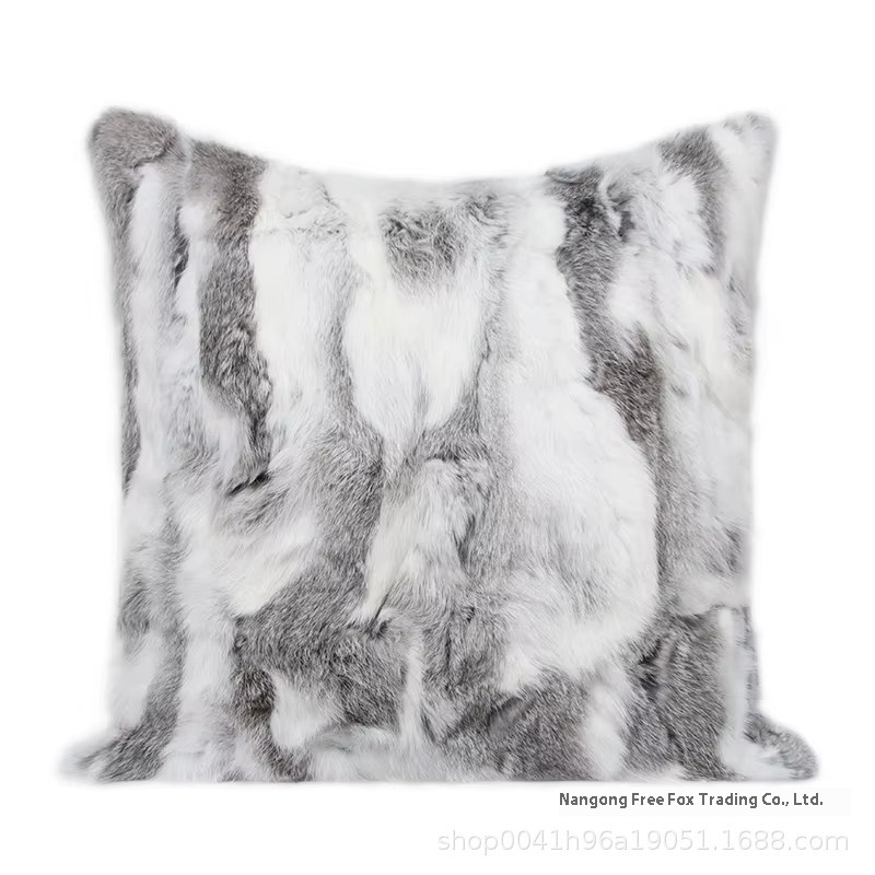 Rex Rabbit Fur Pillow Nordic Style Simple Light Luxury Home Living Room Sofa Cushion Bedside Backrest