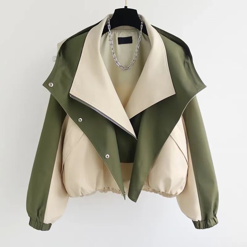 Autumn And Winter Stitching Design Short Coat High-end Women's Jacket Casual Fashion Fake Two-piece Coat