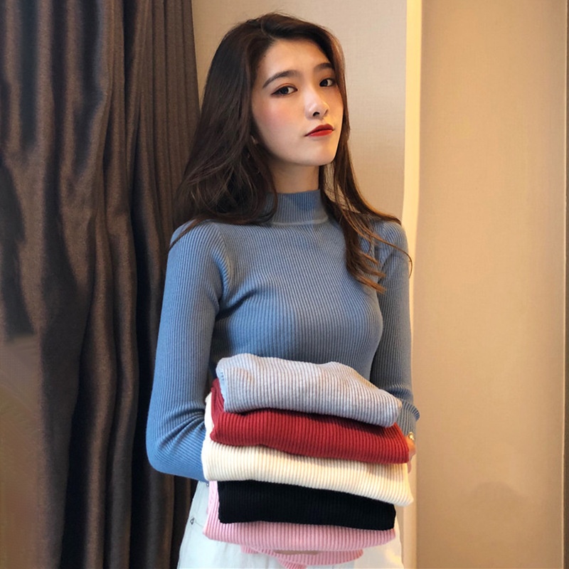 Maternity Wear, Versatile Knitted Bottoming Shirt, Slim-fitting Long-sleeved Sweater, Slim And Stylish Half Turtleneck Nursing Top