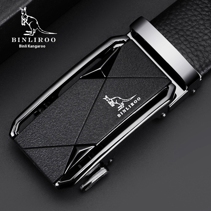 Men's Business Commuting Genuine Leather Belt Automatic Buckle Soft Leather Belt9111