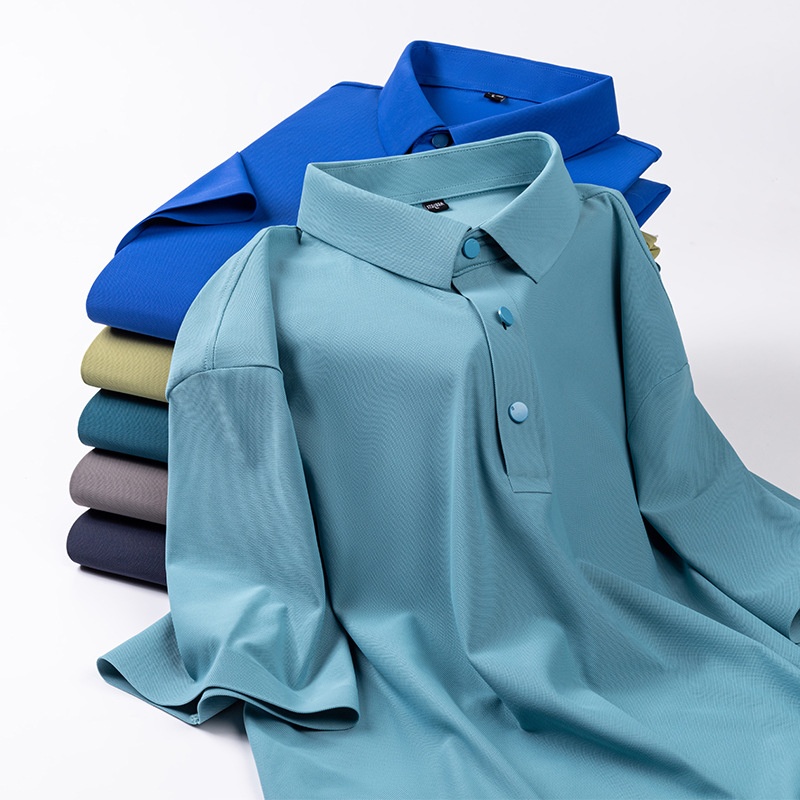 Dongyu Men's Ice Silk Seamless POLOShirt Men's Summer Men's Casual Shirt Collar T-shirt In Stock
