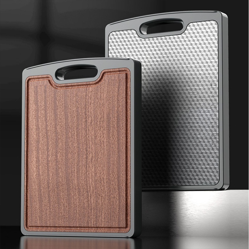 Ebony Chopping Board Solid Wood316 Stainless Steel Cutting Board Mildew-proof Chopping Board Thickened Double-sided Chopping Board Non-slip