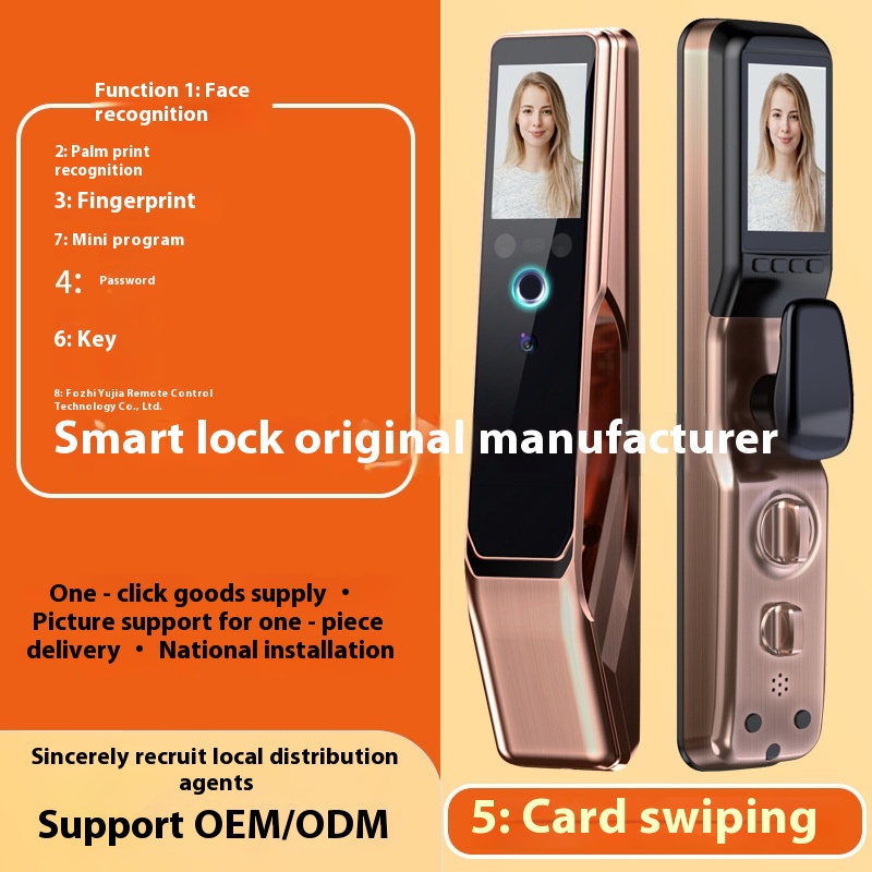 Face Recognition Palm Print Lock Smart Lock Password Lock Anti-theft Door Lock Fully Automatic Electronic Lock Home Door Office