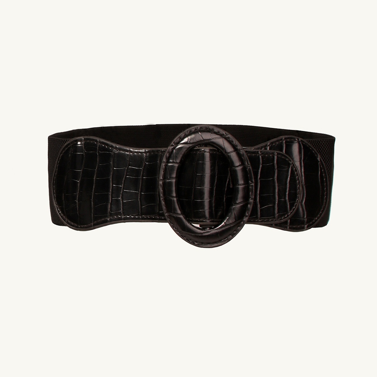 European And American Buckle Crocodile Pattern Oval Buckle Loose And Tight Women's Simple Waist Seal All-match Belt