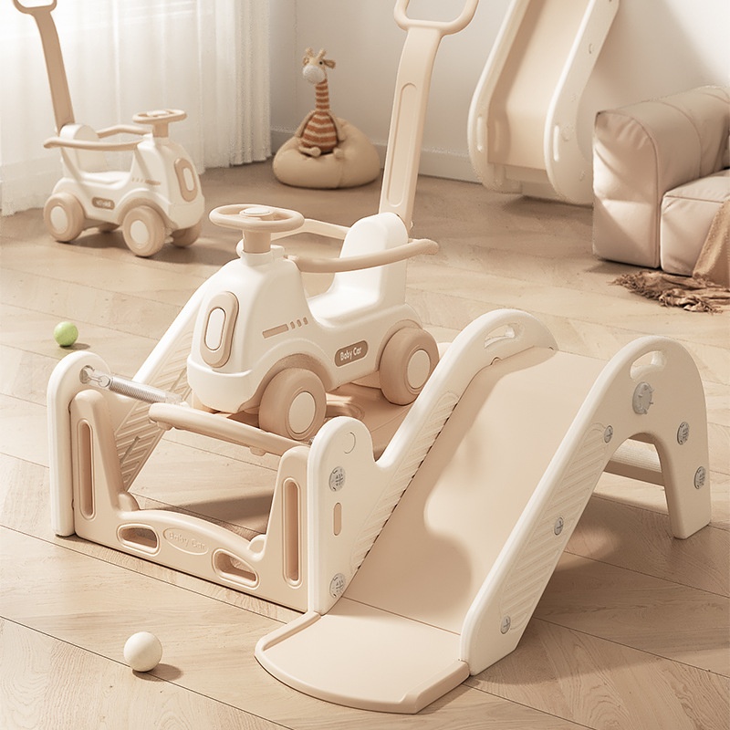 Children's Rocking Horse Trampoline Combination Three-in-one Baby Slide Gift Large Thickened Small Wooden Horse Rocking Chair Toy