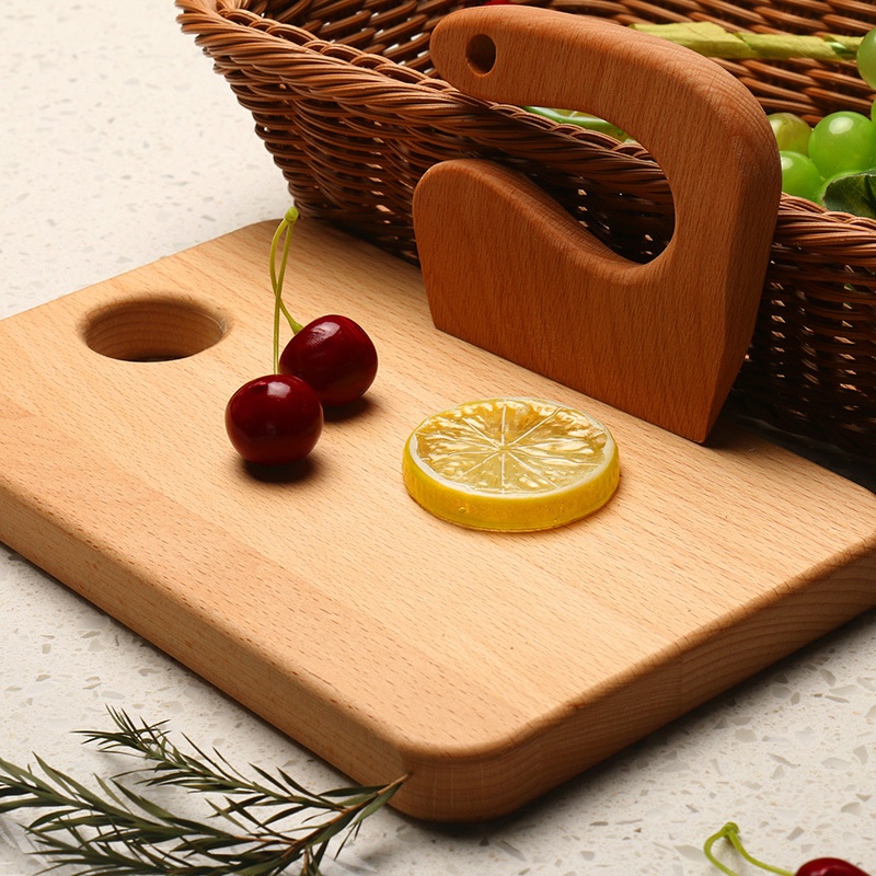 Kitchen Wooden Cutting Board Children's Toy Fruit Wooden Knife Cutting Vegetable Board Kitchen Beech Wood Customizable Fruit Knife