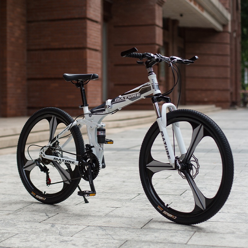 Folding Mountain Bike Off-road Variable-speed Bicycle26-inch Double Shock-absorbing Mountain Bike3/10 Knife One-wheel Adult Bike