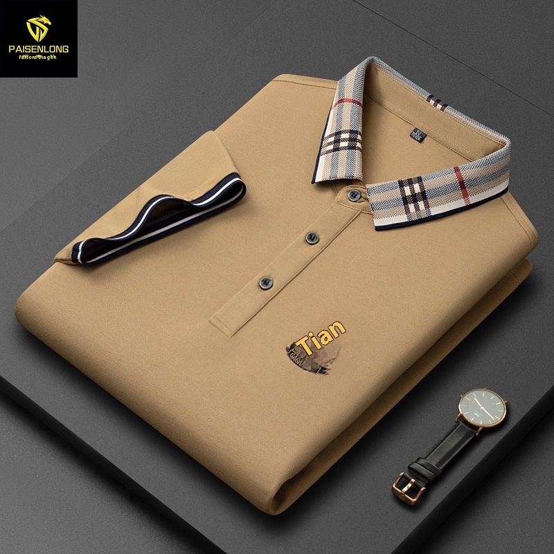 Paisonlong Men's Formal Simple Men's Tops Short-sleeved T-shirts Polo Shirts With Large Letters Polo Computer Collar T-shirts