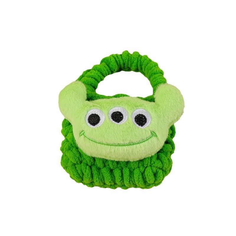 Cartoon Plush Handmade Knitted Coin Purse Storage Bag Bluetooth Headset Protective Case Children's Cute Pendant Small Schoolbag