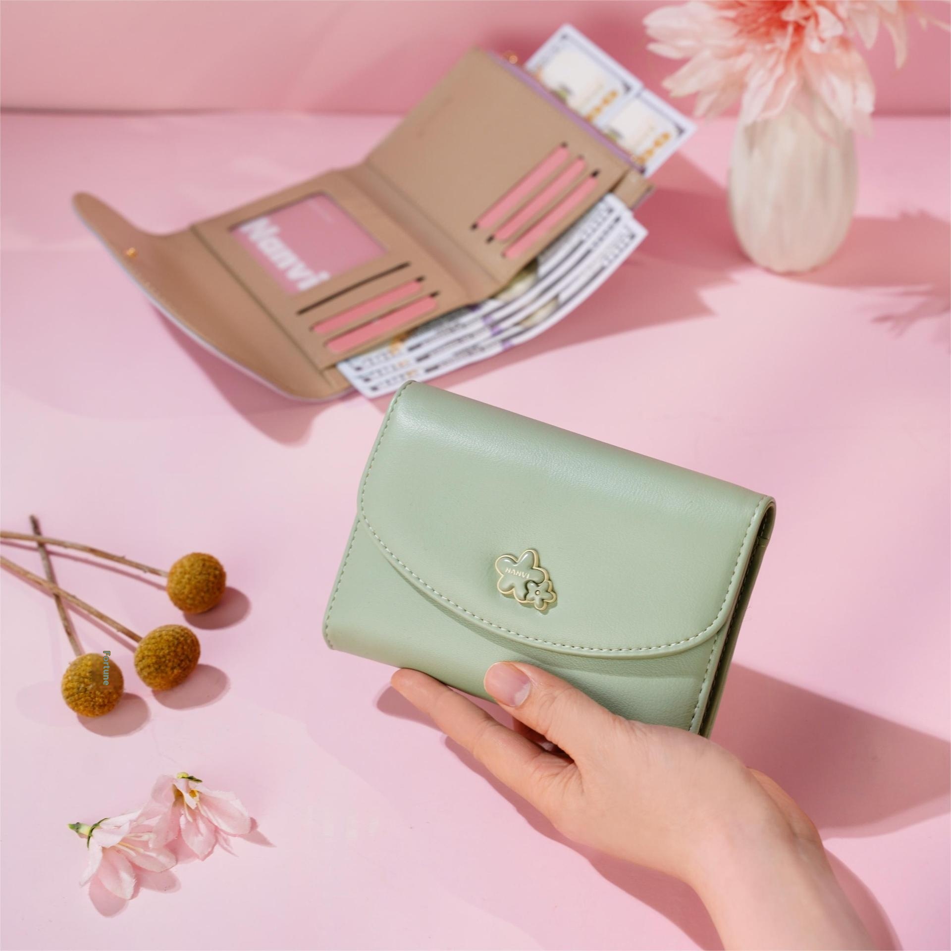 NANVINanwei Spring Women's Wallet Short Trifold Wallet Fashion Multi-card Coin Purse V415