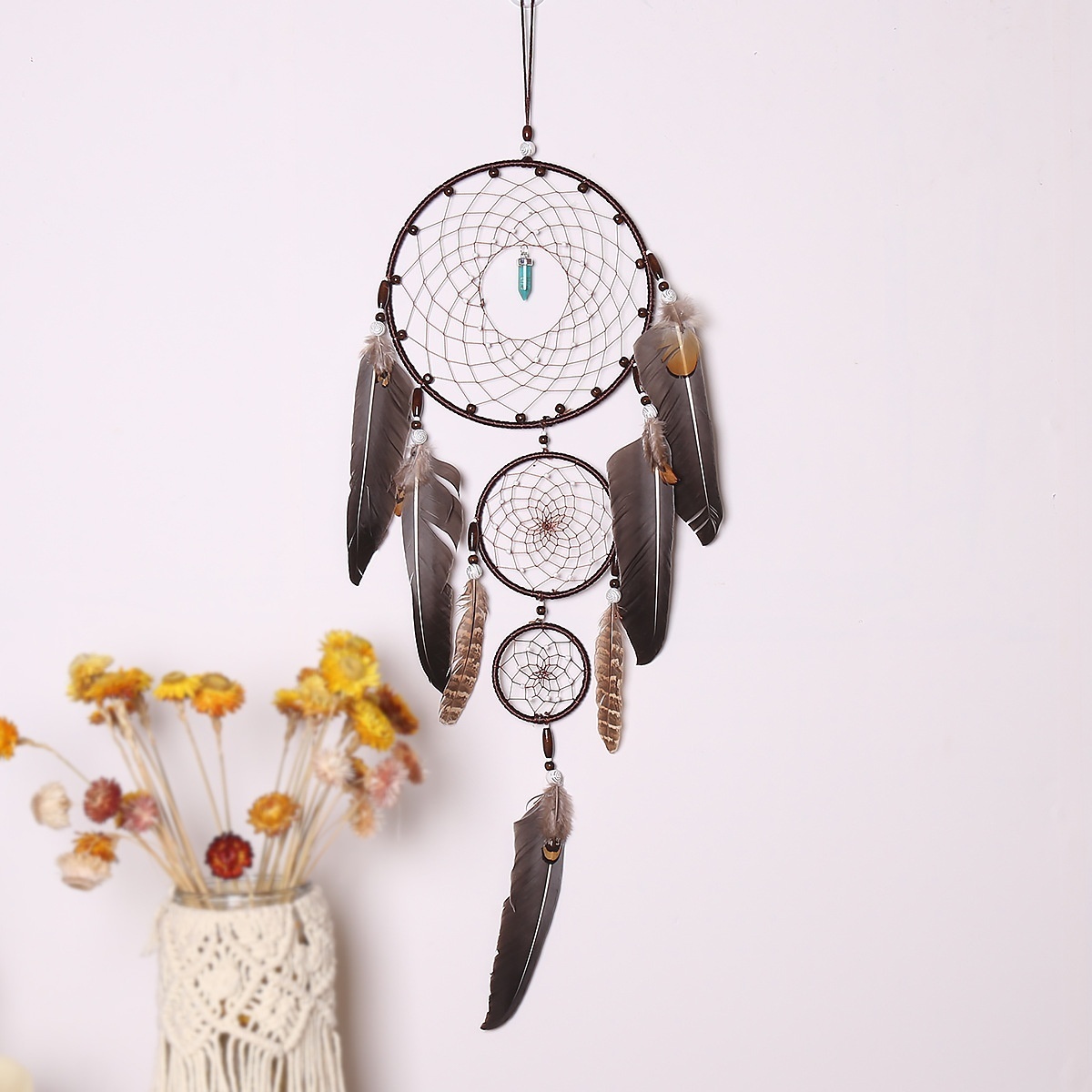 Style Home Decoration Dream Catcher Three Ring Bullet Head Large Floating Dream Catcher Ornament Dream Catcher