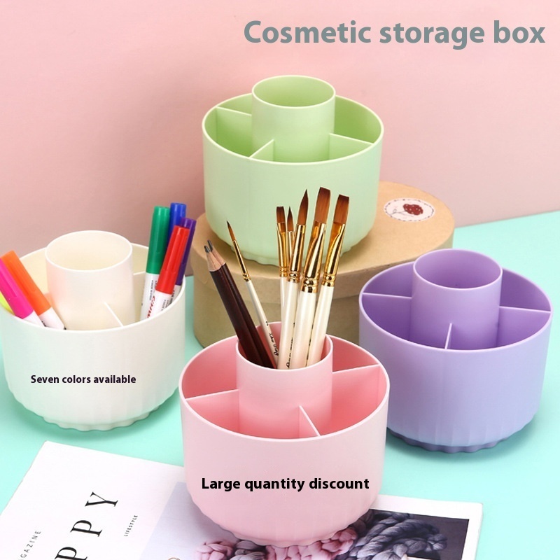 Rotating Storage Box Makeup High-grade Jewelry Plastic Dressing Table Makeup Brush Cosmetics Table Storage Box