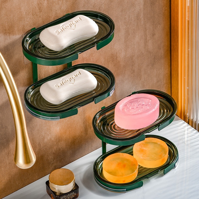 Light Luxury Iron Soap Box Punch-free Wall-mounted Soap Rack Double-layer Household Soap Box Soap Dish House