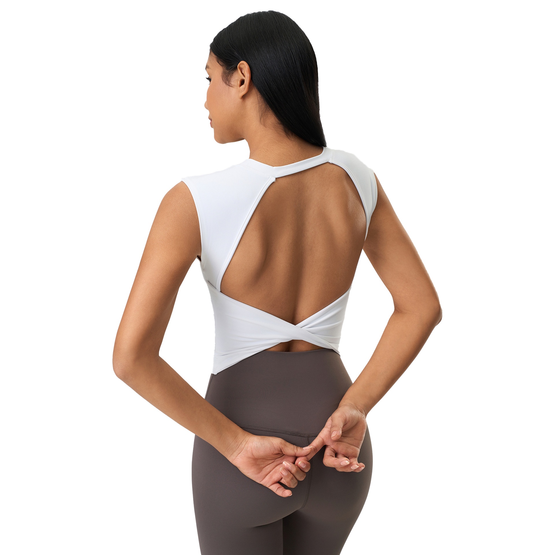 Yoga Clothes Sleeveless Top Women's Sexy Backless Short Waisted Slim Fitness Sports Vest With Chest Pad D25060