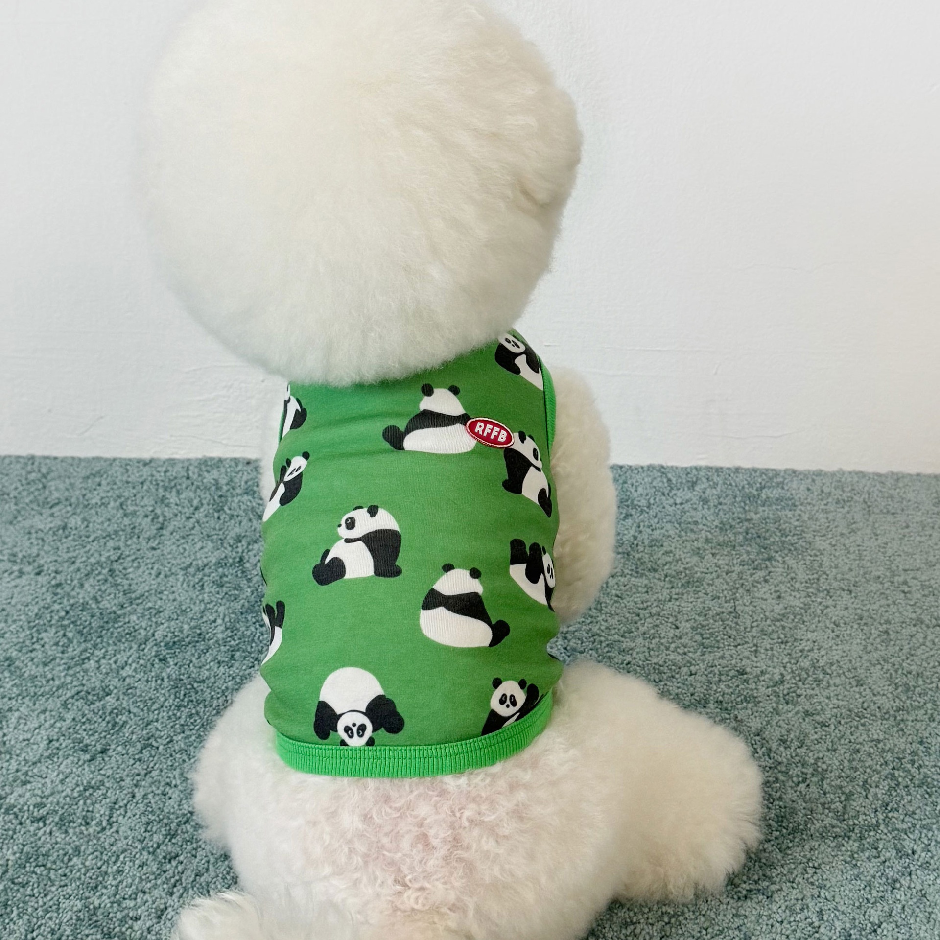 24 Spring Panda Print Pet Dog Cat Large Dog Clothes Pure Cotton Elastic Long Sleeve T-shirt Vest Large Size