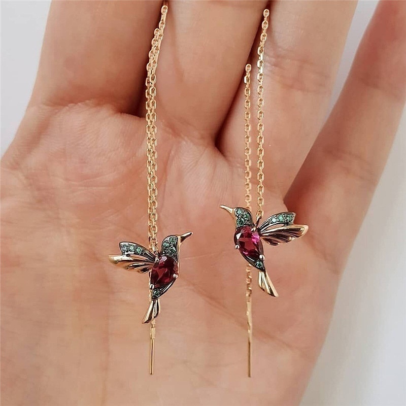 Accessories Colorful Bird Earrings Long Bird Earrings Female Hummingbird Earrings Cute Small Animal Earrings