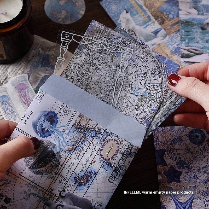 Infeel.me Material Pack Changfeng Messenger Series Retro Butterfly Plant Flower Notebook Sticker Material4 Types