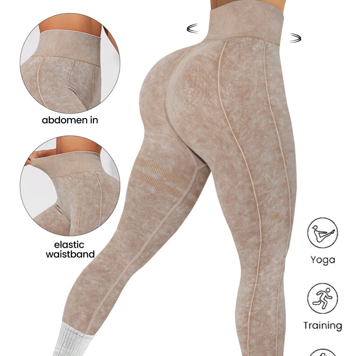 Europe And The United States Seamless Sand Wash Tight Fitness Yoga Pants Washed Quick-drying High Waist Peach Hip Running Pants