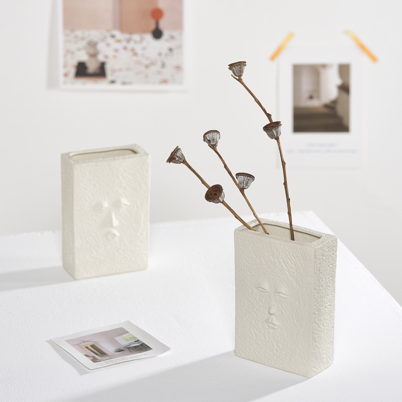 Nordic Modern Creative Human Face Mask Ceramic Vase Ornaments Living Room Flower Arrangement Ornaments Home Decorations