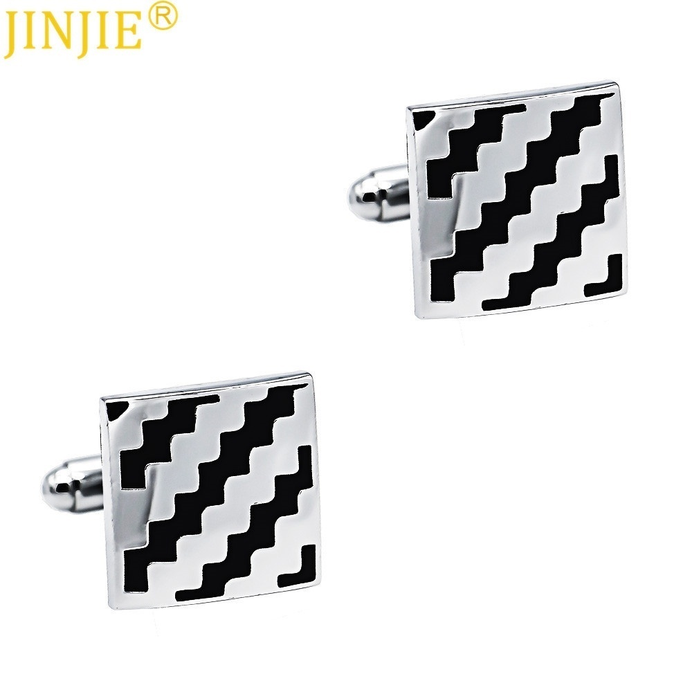 High-grade Square Black Corrugated Enamel Metal Cufflinks Foreign Trade Men's French Cufflinks