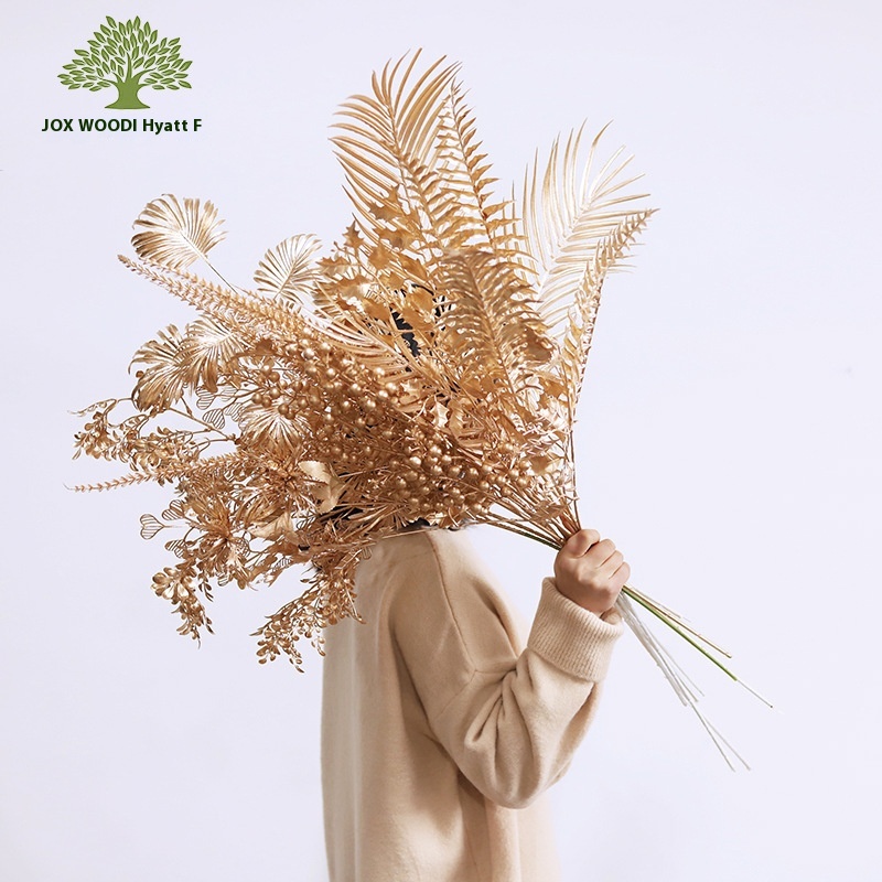 Year's Golden Artificial Flowers,Year's Eve Flowers,Peacock Leaves,Hydrangea,Eucalyptus Leaves,Fan Leaves,Peanut Leaves,Love Chestnut Leaves,Golden Palm
