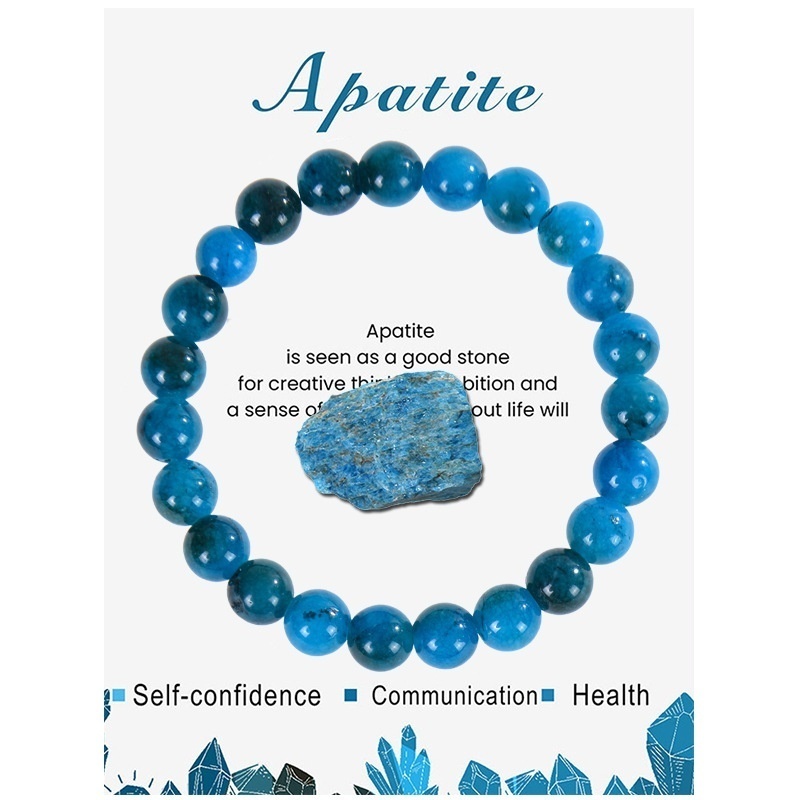 Blue Apatite Amethyst Bracelet Handmade Natural Stone Agate Crystal Beaded Card Bracelet Jewelry
