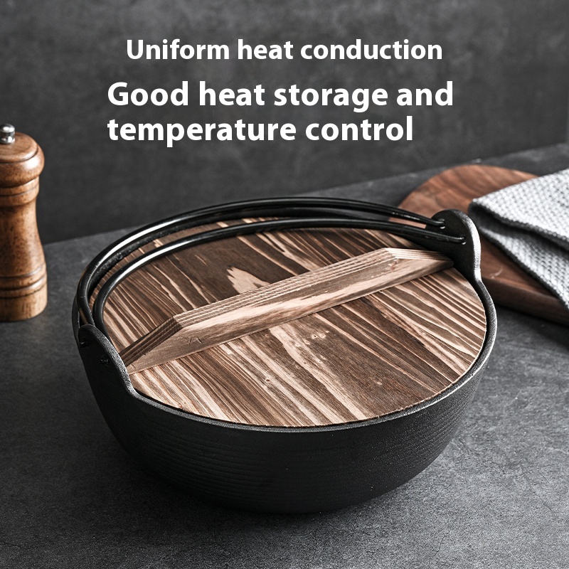 Cast Iron Stew Pot Japanese Non-stick Pot Household Ingot Pot Old-fashioned Cast Iron Soup Pot Thickened Japanese Sukiyaki Pot Soup Pot