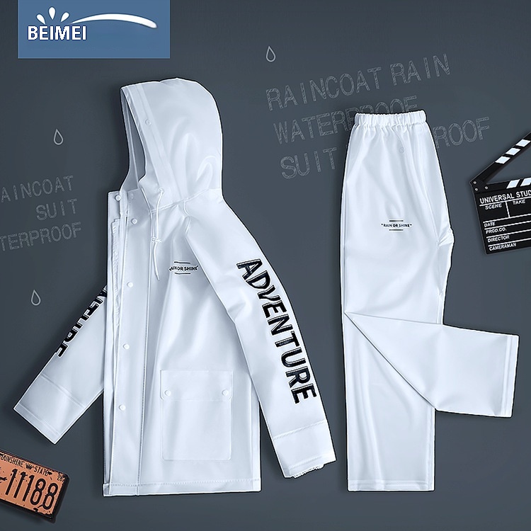 Fashion Split Raincoat Rain Pants Suit Reflective Takeaway Labor Protection Sanitation PVCMen's Motorcycle Raincoat