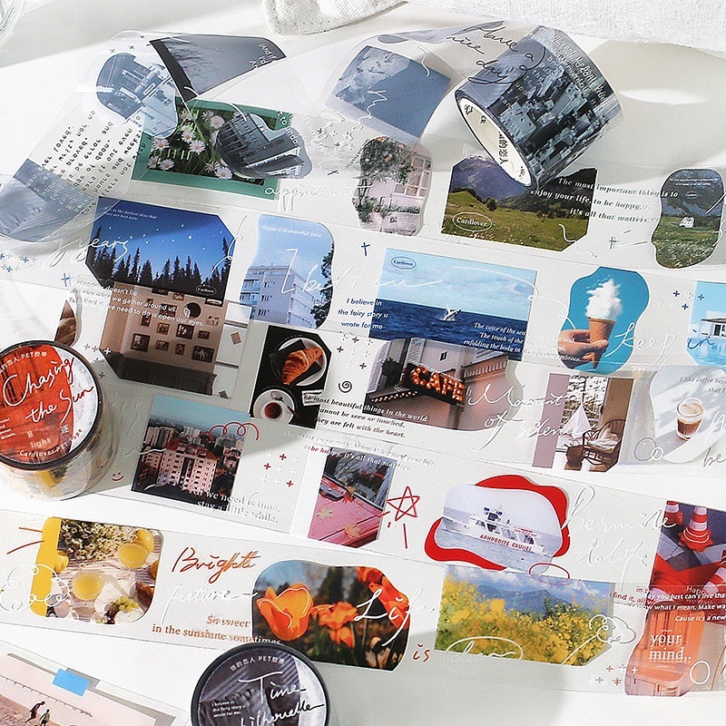 Lover Of Letters P E T Tape Light Sails To The Clouds Series Landscape D I Y Decoration Handbook Basic Material Sticker